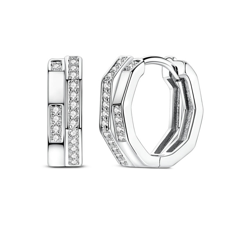 Women's Double-Layered Multi-Faceted Earrings with 925 Silver Hypoallergenic Posts